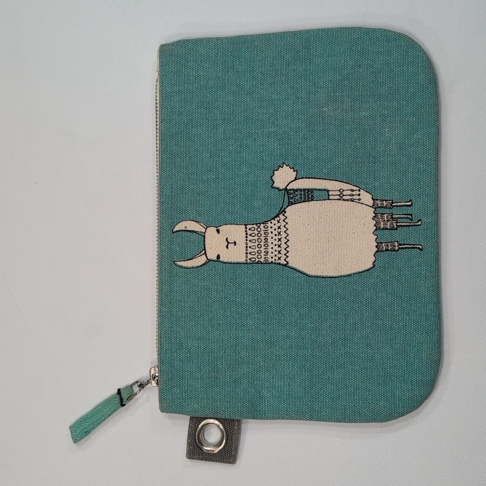 Danica Studio Llamarama large cotton canvas zipper pouch. 9.25" X 6.75" - Picture 2 of 7